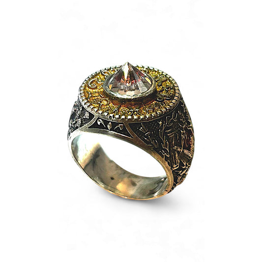 Ochiul Atotvăzător – Inel Masiv Argint 925 cu Simboluri Masonice și Cubic Zirconia