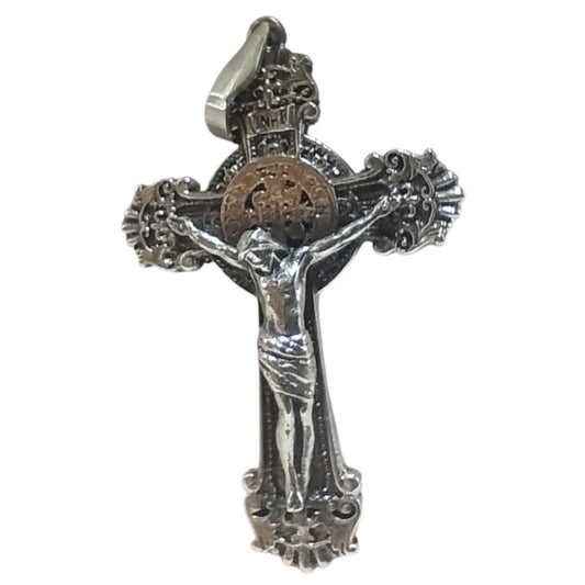 Pandantiv Cruce Ortodoxă Argint 925 – Iisus și Fecioara Maria, Dublu-Față