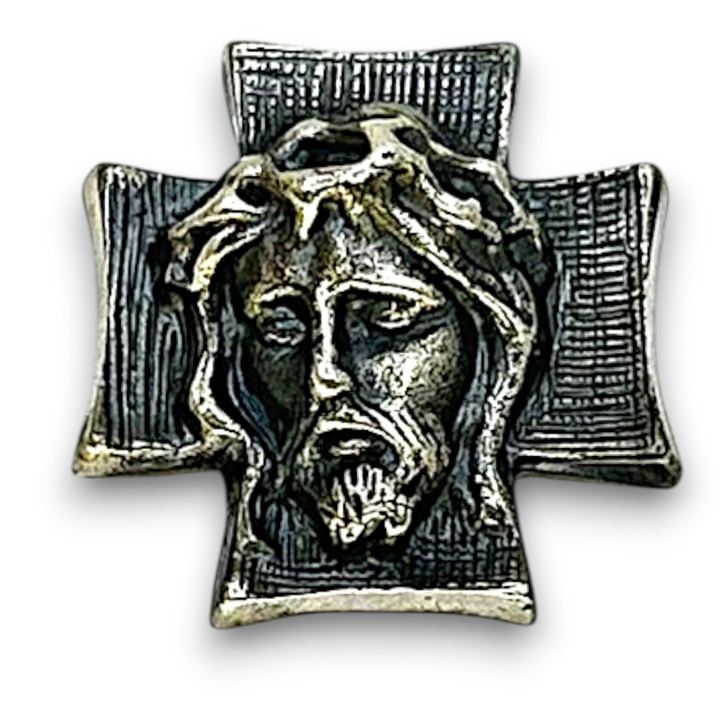 Titlu: Pandantiv Cruce Argint 925 cu Chipul lui Hristos – Lucrat Manual